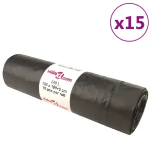 Pingutusnööridega prügikotid 240 l, must, 150 tk