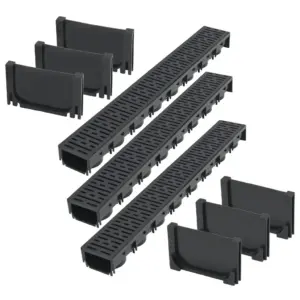 Plastist restiga äravoolukanalite komplekt, must, 3 m