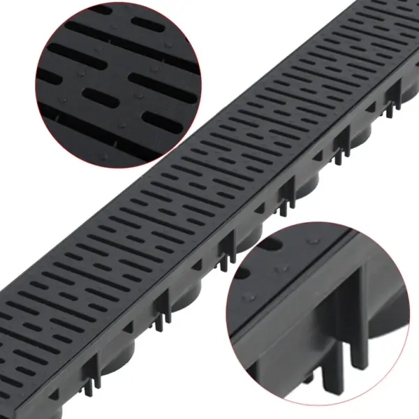 Plastist restiga äravoolukanalite komplekt, must, 3 m – 2