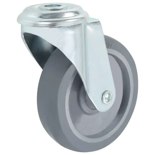 Poldiaukudega pöörlevad mööblirattad piduritega, hall TPR, 100 mm, 32 tk – 4