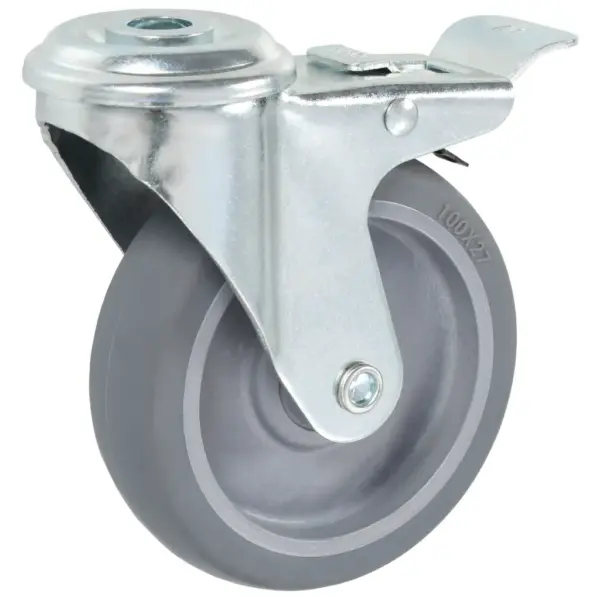 Poldiaukudega pöörlevad mööblirattad piduritega, hall TPR, 100 mm, 32 tk – 5