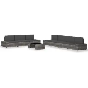 8-osaline modulaarne polürotangist aiamööbli komplekt patjadega, hall/antratsiithall
