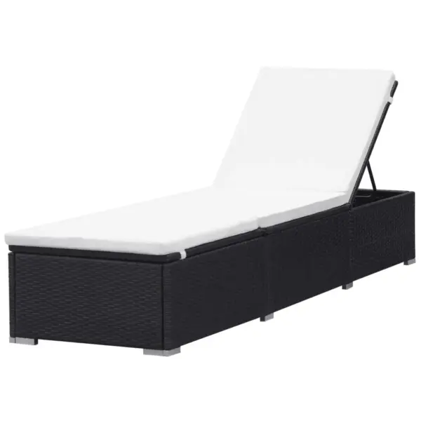 Reguleeritavad polürotangist lamamistoolid patjadega, 2 tk, must ja kreemjasvalge, 195 x 60 x 31 cm – 3