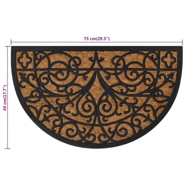 Poolringikujuline kummist ja kookoskiududest uksematt, must ja pruun, 45 x 75 cm – 7