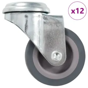 Pööratavad mööblirattad poldiaukudega, 12 tk, hall, 50 mm