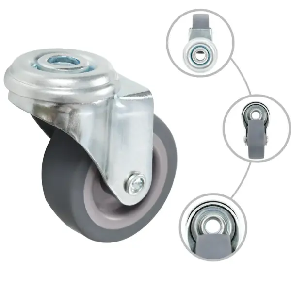 Pööratavad mööblirattad poldiaukudega, 12 tk, hall, 50 mm – 2