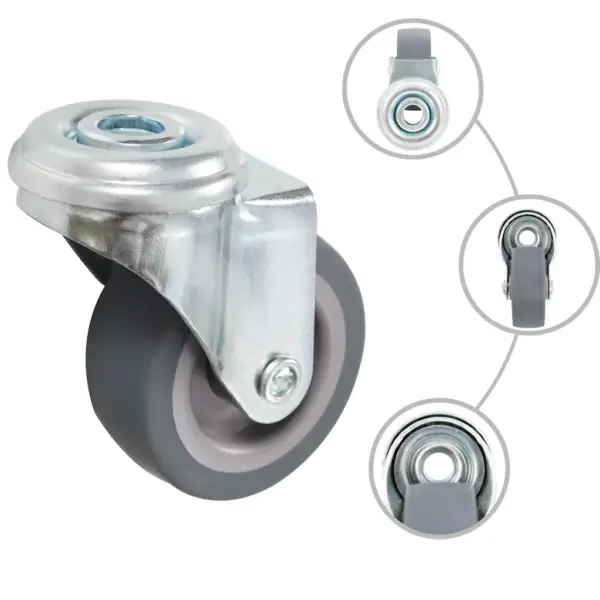 Hallid poldiaukuga pööratavad mööblirattad, 8 tk, 50 mm – 2