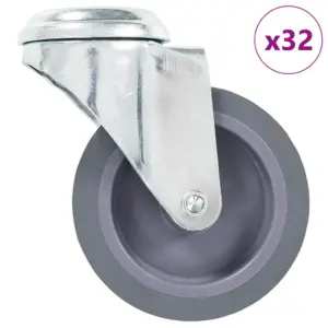 Hallid pööratavad mööblirattad poldiaukudega, TPR, 75 mm, M10, 32 tk