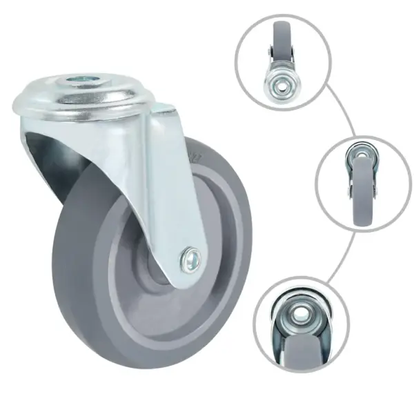 Pööratavad mööblirattad poldiauguga, hallid, 8 tk, 100 mm – 2