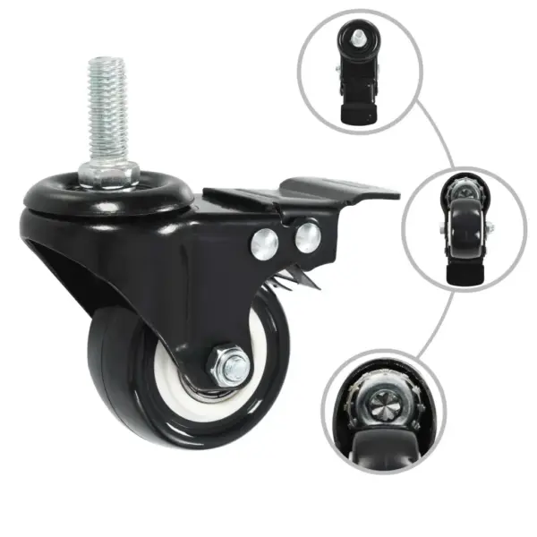 Pööratavad piduritega mööblirattad, must, 12 tk, 50 mm – 2