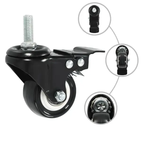 Pööratavad piduritega mööblirattad, 24 tk, must, 50 mm – 2