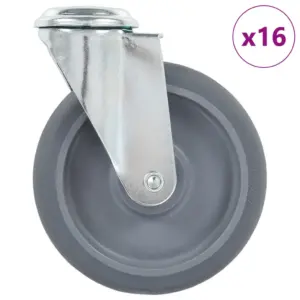 Hallid TPR pöörlevad mööblirattad poldiauguga, 16 tk, 125 mm, M12