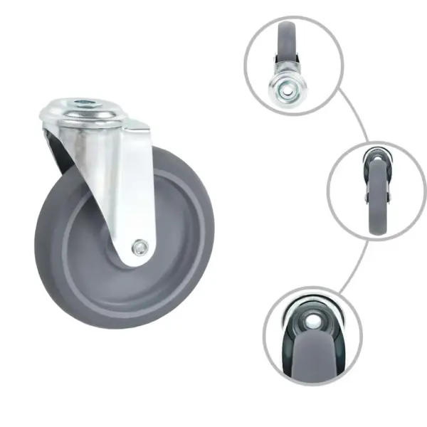 Hallid TPR pöörlevad mööblirattad poldiauguga, 16 tk, 125 mm, M12 – 2