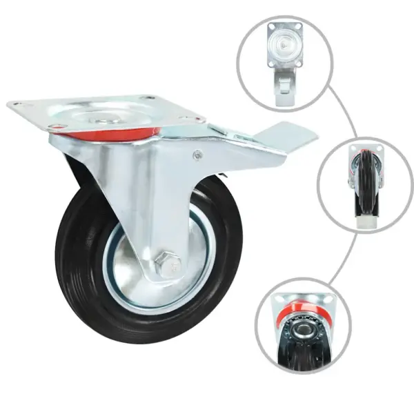 Pöördrattad väikesele mööblile ja seadmetele, 32 tk, 160 mm, must kumm, 150 kg – 2