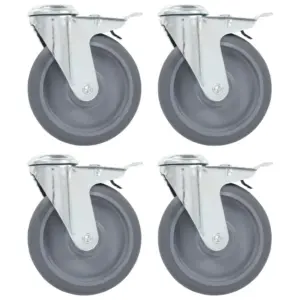 Hallid TPR pöördrattad poldiauguga ja topeltpiduriga, 4 tk, 125 mm, M12, 80 kg