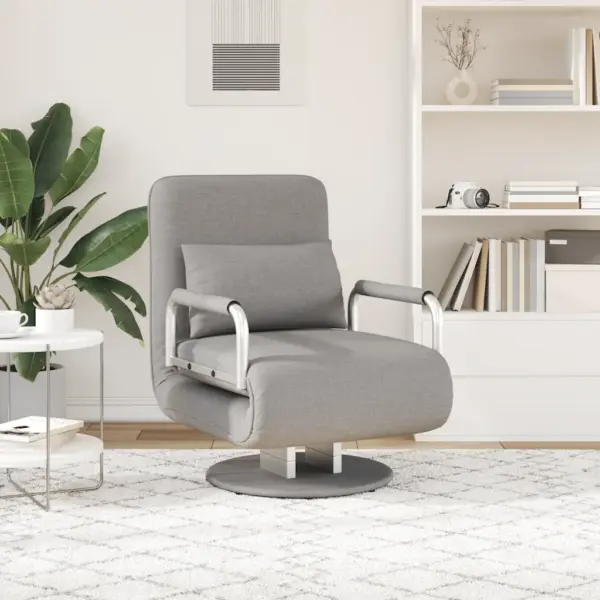 Pöörlev tugitool-diivanvoodi reguleeritava seljatoega, helehall kangas, mõõdud toolina 60 x 75 x 80 cm – 3