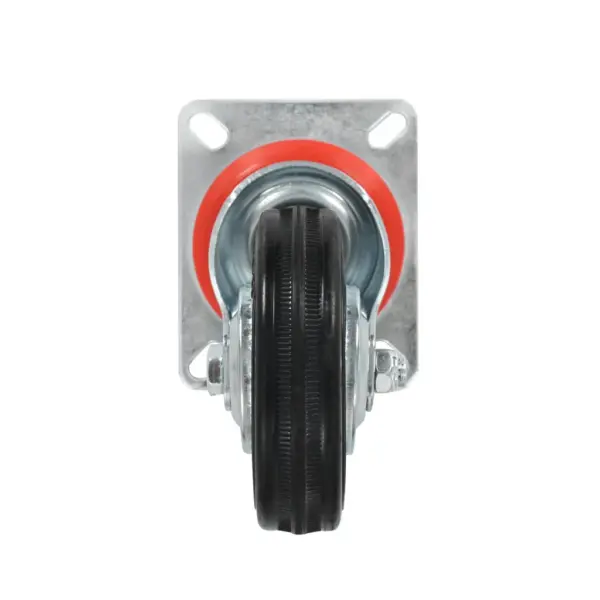 24 tk pöörlevad kummirattad plaadiga, must, 100 mm, 70 kg – 5