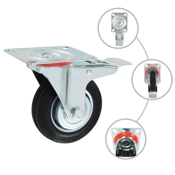 Pöörlevad kummirattad 100 mm, 32 tk (16 piduriga), must – 2