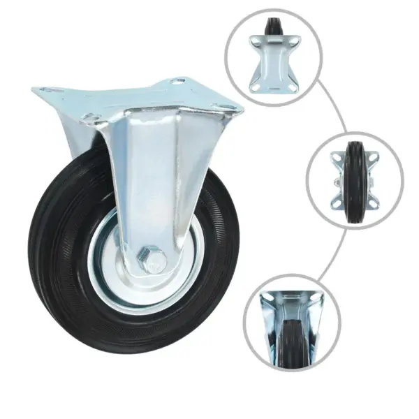 Pöörlevad kummirattad mööblile ja seadmetele, 16 tk, 125 mm, must, 100 kg – 3