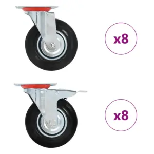 Pöörlevad kummirattad, 16 tk, 125 mm, must, kandevõime 100 kg