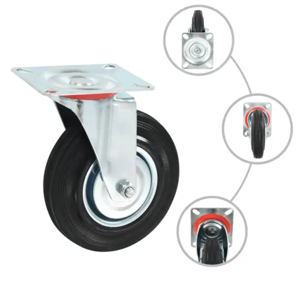 Pöörlevad kummirattad, 16 tk, 125 mm, must, kandevõime 100 kg – 3
