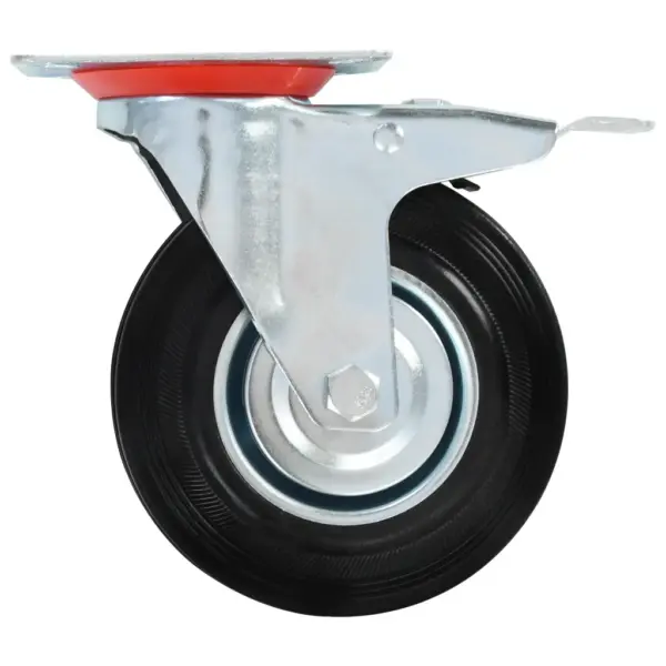 24-osaline pöörlevate kummirataste komplekt, 125 mm, must, 12 piduriga, kandevõime 100 kg – 6