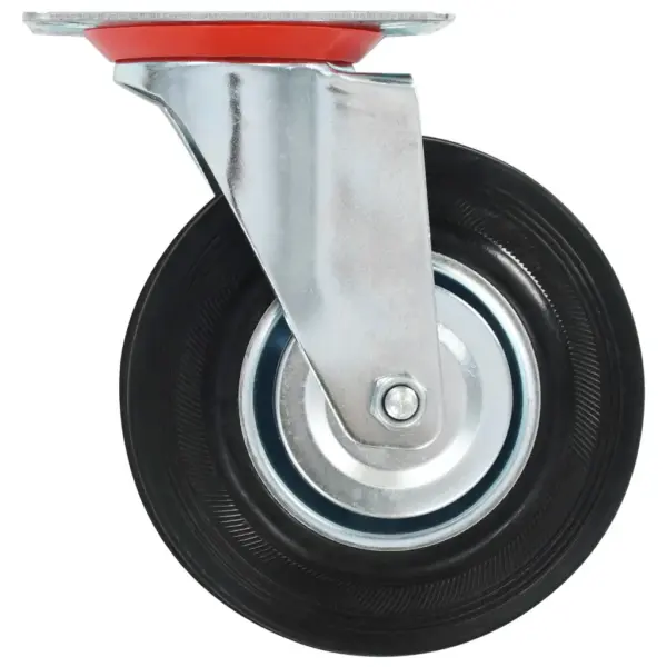 24-osaline pöörlevate kummirataste komplekt, 125 mm, must, 12 piduriga, kandevõime 100 kg – 7