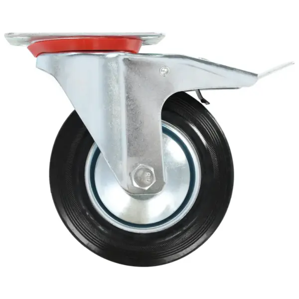 Pöörlevad kummirattad mööblile, 12 tk (6 topeltpiduriga), must, 160 mm – 6