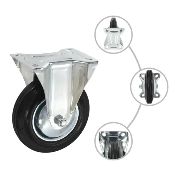 Pöörlevad kummist mööblirattad, 8 tk, must, 160 mm, 4 piduriga – 3