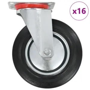 Pöörlevad kummirattad 200 mm, 16 tk, must, 180 kg