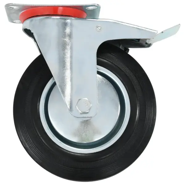 Pöörlevad kummirattad piduritega ja ilma, 24 tk, 200 mm, must – 6