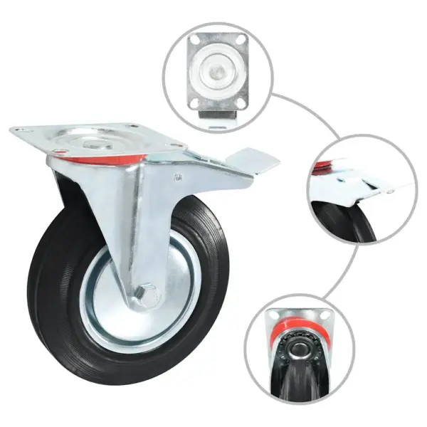 Pöörlevad kummirattad 200 mm, mustad, 32 tk, 16 topeltpiduritega – 2