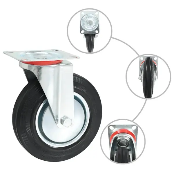 Pöörlevad kummirattad 200 mm, mustad, 32 tk, 16 topeltpiduritega – 3
