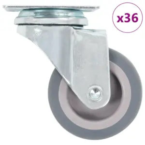 Pöörlevad kummirattad mööblile, 36 tk, hall, 50 mm, kandevõime 35 kg