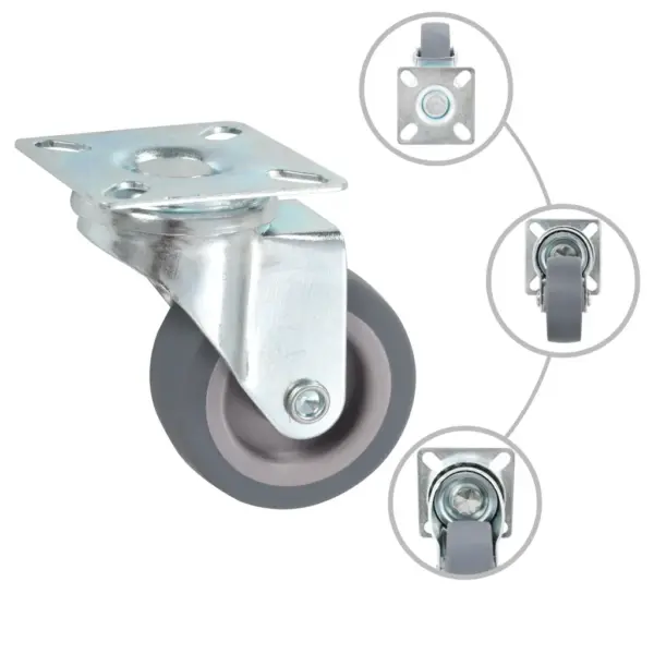 Pöörlevad kummirattad mööblile, 36 tk, hall, 50 mm, kandevõime 35 kg – 2