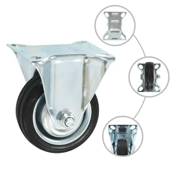 Kummist pöörlevad mööblirattad, 75 mm, must, 16 tk (8 piduriga, 8 pidurita), kandevõime 50 kg – 3