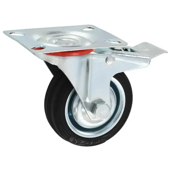 Kummist pöörlevad mööblirattad, 75 mm, must, 16 tk (8 piduriga, 8 pidurita), kandevõime 50 kg – 4