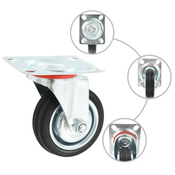 Pöörlevad kummirattad mööblile, must, 75 mm, 8 tk, kandevõime 50 kg – 2