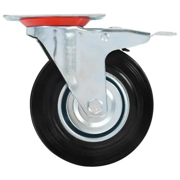 Pöörlevad kummirattad piduritega, 12 tk, 125 mm, must, 100 kg – 4