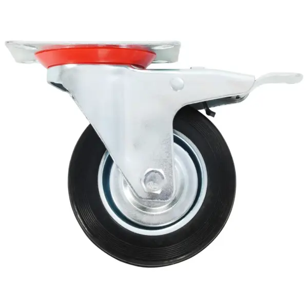 Pöörlevad kummirattad piduritega, 32 tk, must, 100 mm, kandevõime 70 kg – 4