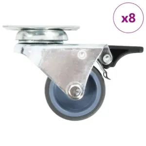 Pöörlevad kummirattad piduritega, 8 tk, hall, 50 mm