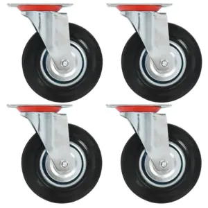 Pöörlevad kummirattad poldiaukudega, must, 4 tk, 125 mm
