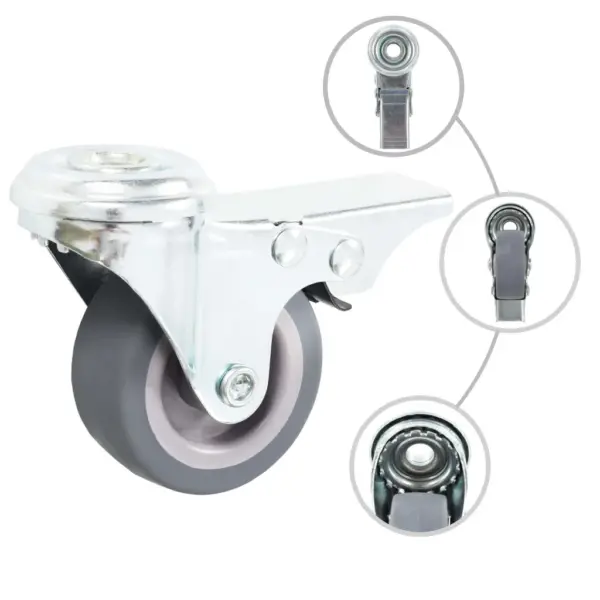 Pöörlevad kummirattad poldiaukudega, 8 tk, hall, 50 mm, 35 kg – 2