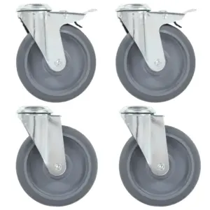Poldiaukudega pöörlevad TPR-mööblirattad, hall, 125 mm, 4 tk (2 piduriga)