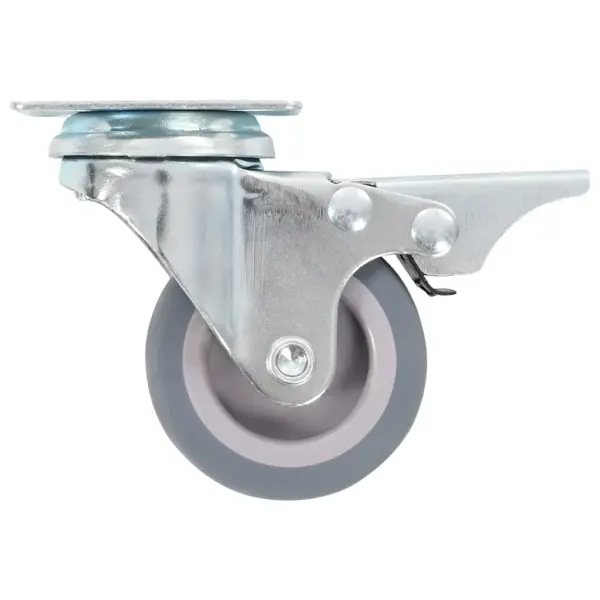 24 tk pöörlevad mööblirattad, 50 mm, hall TPR, pooled piduritega – 4