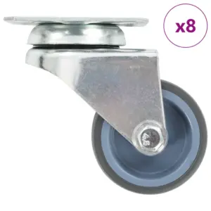 Hallid TPR pöörlevad mööblirattad, 8 tk, 50 mm, plaatkinnitusega