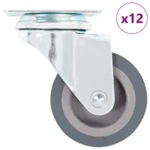 Pöörlevad mööblirattad 50 mm, hall TPR, plaadikinnitusega, 12 tk