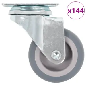 Pöörlevad mööblirattad termoplastilisest kummist, hall, 50 mm, 144 tk