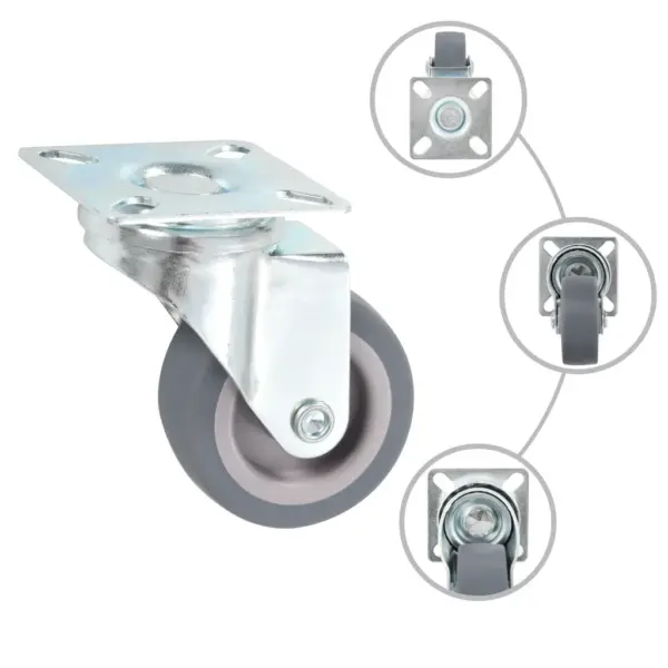Pöörlevad mööblirattad termoplastilisest kummist, hall, 50 mm, 144 tk – 3