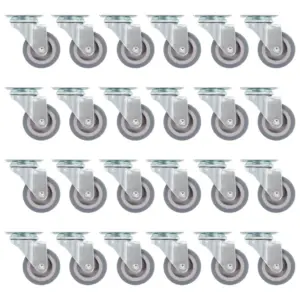 Hallid pöörlevad mööblirattad termoplastilisest kummist, 24 tk, 50 mm, 35 kg
